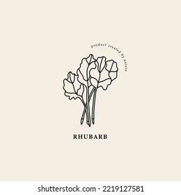 Line art rhubarb branch illustration