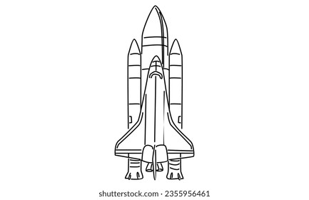 line art of rocket flight vector illustration