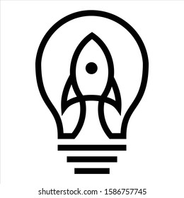 line art rocket idea designs logo vector template