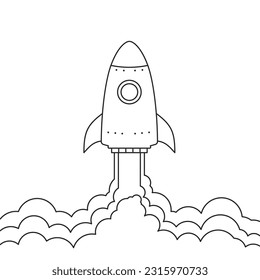 Line art rocket: perfect for coloring books