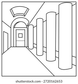 El arte de línea del castillo romano
