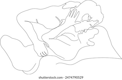 line art of a romantic couple 