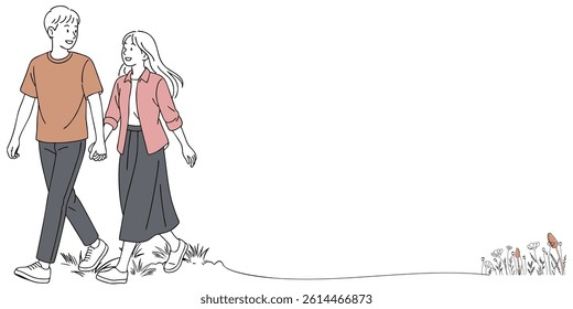 line art of a romantic couple