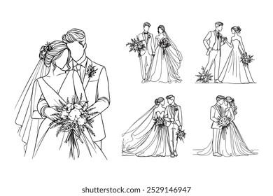 Linha Art Romântico Casal Casal Intimamente Foto Preto e Branco Ilustração Mão Desenhado Clipart