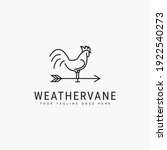 Line art rooster weathervane minimalist logo vector illustration design