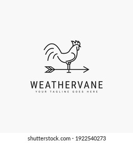 Line art rooster weathervane minimalist logo vector illustration design