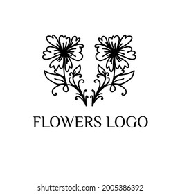 Line Art Rose Flower Woman Face Beauty Logo Design