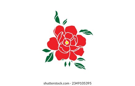 Line art rose logo design with color. Beauty and fashion logo