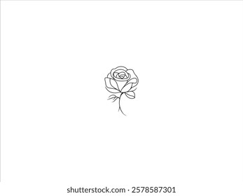 Line art rose vector design 