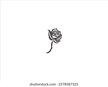 Line art rose vector design 