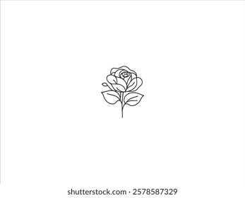 Line art rose vector design 