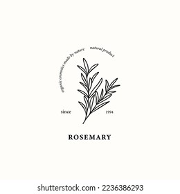 Line art rosemary branch illustration