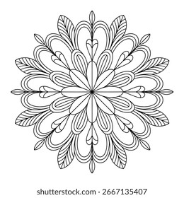 página de cores de arte de linha de forma redonda mandala arte 