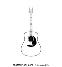 Line art of Round shoulder dreadnought guitar vector.