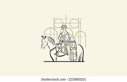 line art royal horse logo