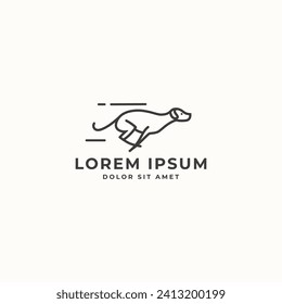 Line art Running dog simple logo vector icon illustration. Isolated object on white background