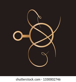 Line art sacral geometry curve contour alchemy symbol icon in modern style. Can be used for fluent design poster, electronic music technology cover, flyer, logo, t-shirt print.