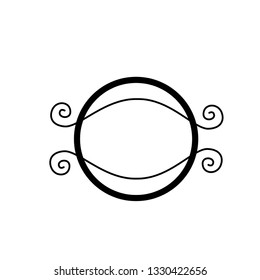 Line art sacral geometry curved contour alchemy symbol icon in modern style. Can be used for fluent design poster, electronic music technology cover, flyer, logo, t-shirt print.
