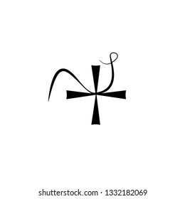 Line art sacral geometry curved contour alchemy symbol icon in modern style. Can be used for fluent design poster, tattoo concept, electronic music technology cover, flyer, logo, t-shirt print.