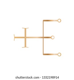 Line art sacral geometry curved contour alchemy symbol icon in modern style. Can be used for fluent design poster, tattoo concept, electronic music technology cover, flyer, logo, t-shirt print.
