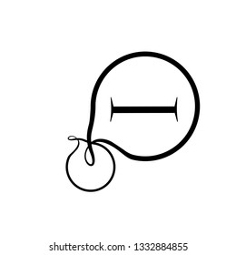 Line art sacral geometry curved contour alchemy symbol icon in modern style. Can be used for fluent design poster, tattoo concept, electronic music technology cover, flyer, logo, t-shirt print.