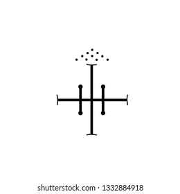Line art sacral geometry curved contour alchemy symbol icon in modern style. Can be used for fluent design poster, tattoo concept, electronic music technology cover, flyer, logo, t-shirt print.