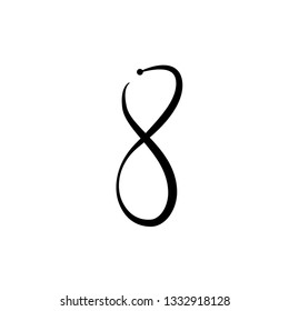 Line art sacral geometry curved contour alchemy eternity symbol icon modern style. Can be used for fluent design poster, tattoo concept, electronic music technology cover, flyer, logo, t-shirt print.