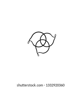 Line art sacral geometry curved contour alchemy trinity symbol icon modern style. Can be used for fluent design poster, tattoo concept, electronic music technology cover, flyer, logo, t-shirt print.