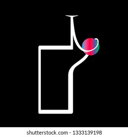 Line art sacral geometry curved contour alchemy symbol icon in modern style. Can be used for fluent neon design poster, tattoo concept, electronic music technology cover, flyer, logo, t-shirt print.