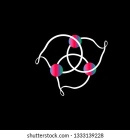 Line art sacral geometry curved contour alchemy symbol icon in modern style. Can be used for fluent neon design poster, tattoo concept, electronic music technology cover, flyer, logo, t-shirt print.