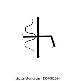 Line art sacral geometry curved contour alchemy symbol icon in modern style. Can be used for fluent design poster, tattoo concept, electronic music technology cover, flyer, logo, t-shirt print.