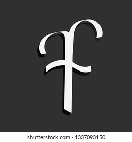 Line art sacral geometry curved contour glyph symbol icon in modern style. Can be used for fluent design poster, tattoo concept, electronic music technology cover, flyer, logo, t-shirt print.