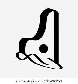 Line art sacral geometry curved contour glyph symbol icon in modern style. Can be used for fluent design poster, tattoo concept, electronic music technology cover, flyer, logo, t-shirt print.
