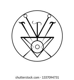 Line art sacral geometry curved contour money glyph symbol icon in modern style. Can be used for fluent design poster, tattoo concept, electronic music technology cover, flyer, logo, t-shirt print.