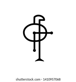 Line art sacral geometry curved contour alchemy symbol icon in modern style. Can be used for fluent design poster, tattoo concept, electronic music technology cover, flyer, logo, t-shirt print.