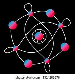 Line art sacral geometry gradient circle alchemy symbol icon in modern style. Can be used for fluent design poster, electronic music technology cover, flyer, logo, t-shirt print.
