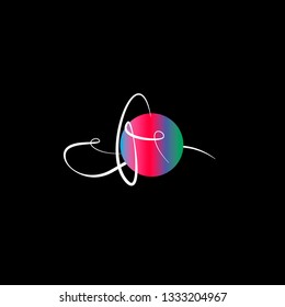 Line art sacral geometry gradient circle alchemy symbol icon in modern style. Can be used for fluent neon design poster, electronic music technology cover, flyer, logo, t-shirt print.