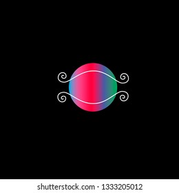 Line art sacral geometry gradient circle alchemy symbol icon in modern style. Can be used for fluent neon design poster, electronic music technology cover, flyer, logo, t-shirt print.