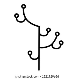 Line art sacral geometry tree shaman symbol icon in modern style. Can be used for fluent design poster, electronic music technology cover, flyer, logo.