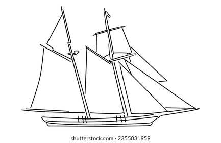 line art of sailboat vector illustration