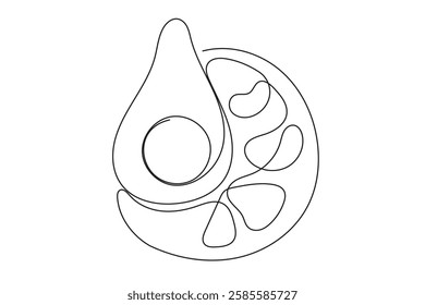 Line Art Salad Food Ingredients Dish Continuous Line Art Sketch Illustration. One Line Salad Vegetarian Diet Vitamin Organic Food Symbol. Abstract Minimalist Outline One Line Drawn Vegetable Salad