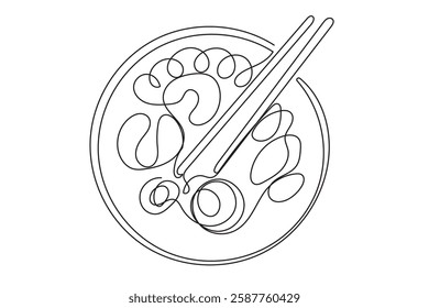 Line Art Salad Food Ingredients Dish Continuous Line Art Sketch Illustration. One Line Salad Vegetarian Diet Vitamin Organic Food Symbol. Abstract Minimalist Outline One Line Drawn Vegetable Salad