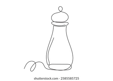 Line Art Salt or Pepper Glass Bottle Continuous Line Art Sketch Illustration. Food Species Ingredient Symbol Outline Art Contour. Editable Thin Stroke Sketch Vector Decoration. 