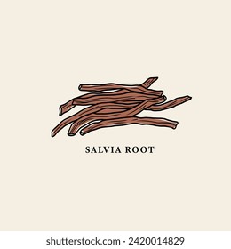 Dibujo raíz de salvia de arte en línea