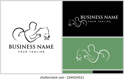 line art samoyed logo template