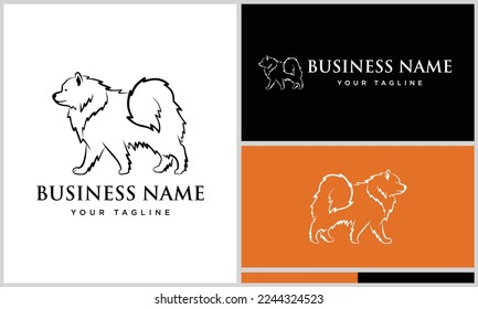 line art samoyed logo template