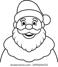 Line art Santa Claus coloring book page for kids