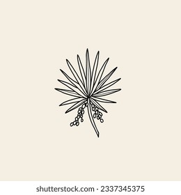 Line art saw palmetto branch illustration