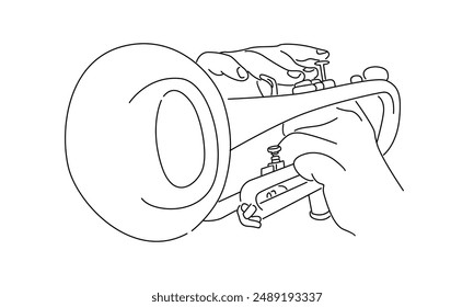line art of saxophone player vector illustration