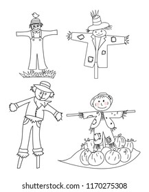 502 Halloween scarecrow line art Images, Stock Photos & Vectors ...